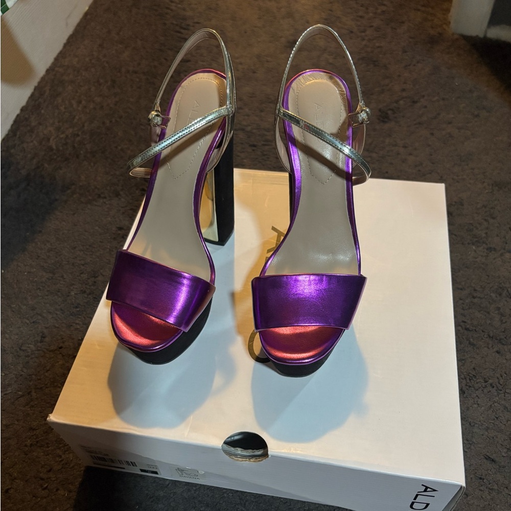 Aldo Purple and Silver Platform Heels Size. 6